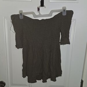 Women's Off-Shoulder Top - Brown